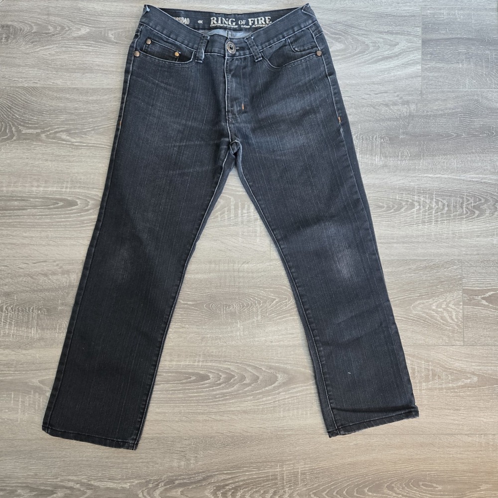 Ring of Fire Jeans Mens Size 32X30 Black Slim Straight Cut‎ Denim Addison St.